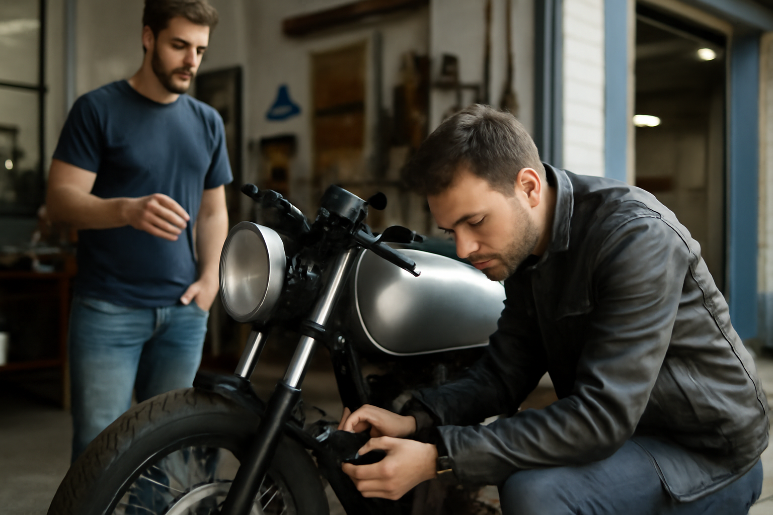 Vérification d’un café racer d’occasion : inspection des freins, pneus et numéros de série