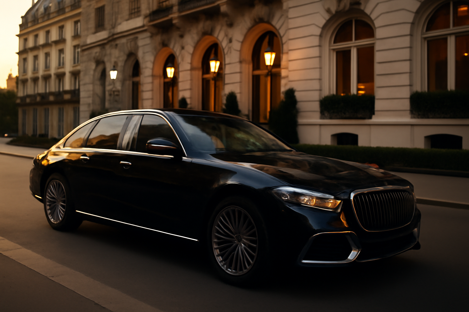 Mercedes-Maybach de luxe sur route, carrosserie Classe S et détails Maybach