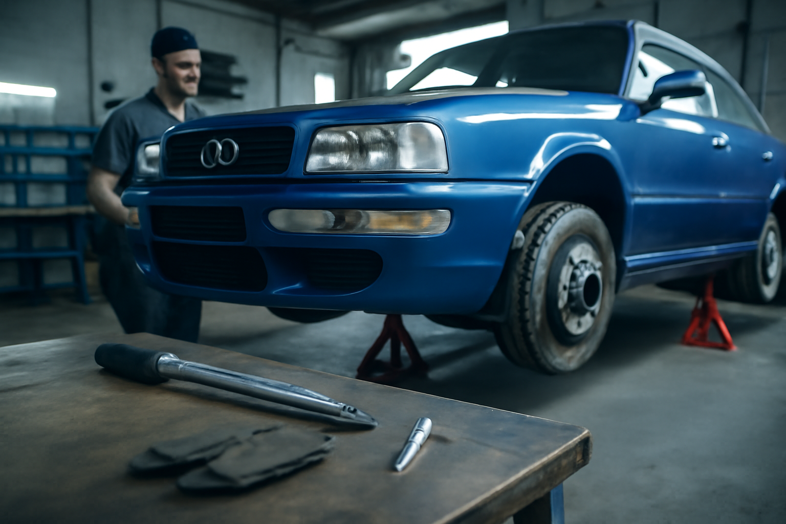 Contrôle des freins et des pneus sur une Audi RS2 d’occasion avant achat